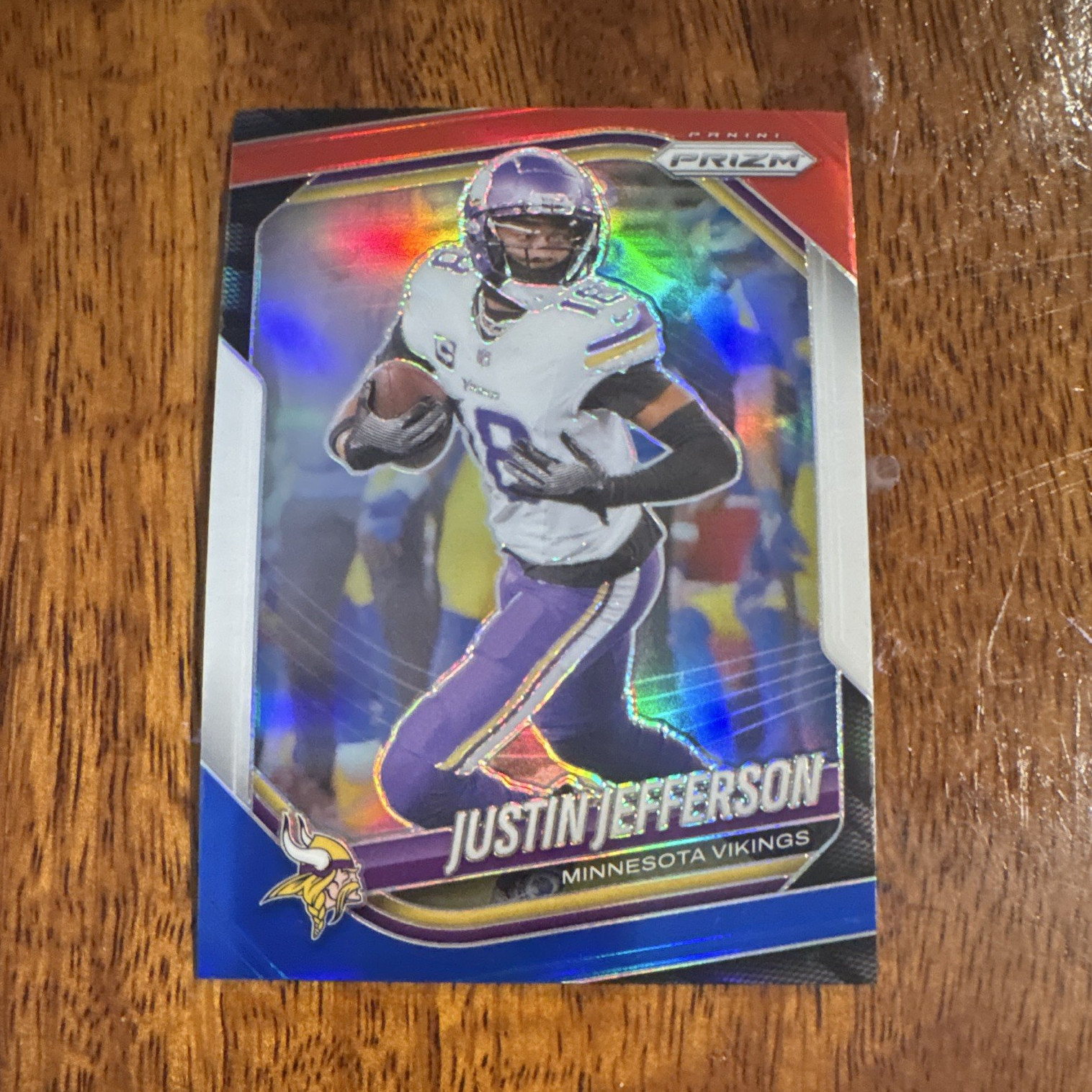 Panini 2025 Prizm Justin Jefferson #81 Minnesota Vikings Red White & Blue