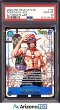 One Piece 2025 Portgas D. Ace OP13-119 Alt Art Secret Rare GEM MINT PSA 10