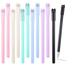12Pcs Kawaii Cat Pens, 0.5mm Black Ink Cute Cat Style Pens Stationary Supplie...
