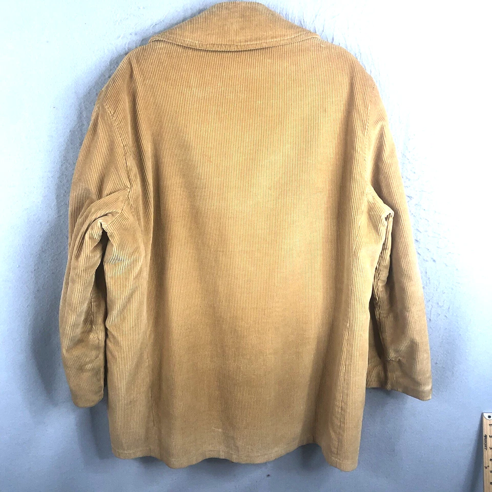 Chaqueta de pana vintage años 70 para hombre 44R manta de lana tostada forrada chaqueta utilidad de carga Foto 2 de 4