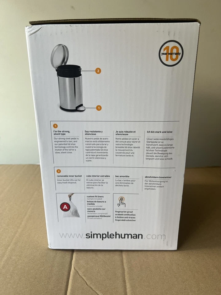 Simplehuman runder Treteimer 4,5 L Edelstahl - Bild 2 von 4