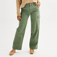 SONOMA Cargo Utility Pants Womens 16 Manolo Olive Green Straight Leg Stretch NEW