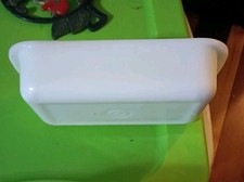 Fire-King Opaque White Milk Glass Baking Dish Handled Vintage Bread Meatloaf Pan