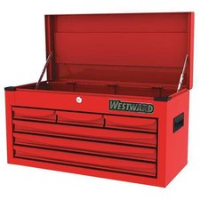 Westward WESTWARD Top Chest, 6-Drawers, Powder Coated Red, 26" W x 12" D x 14" H