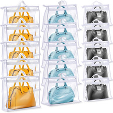 15-Piece Clear Purse Dust Bag Set with Zipper and Handles for Handbag Storage