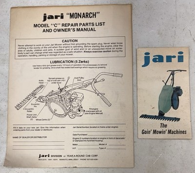 Jari Monarch Model ''C'' Repair Parts List & Owner's Manual, Goin' Mowin' Brochure