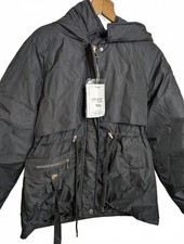 Lixueyao M Black Faux Fur Lined Hooded Parka Jacket Utility Coat NWT