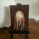 ACEO Original Ghost Painting Spooky Haunting Old World Folk Art 2.5 X 3.5 Mini — photo 2