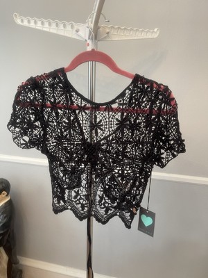 Kendal & Kylie Collection Black Crotchet Top - Brand New 