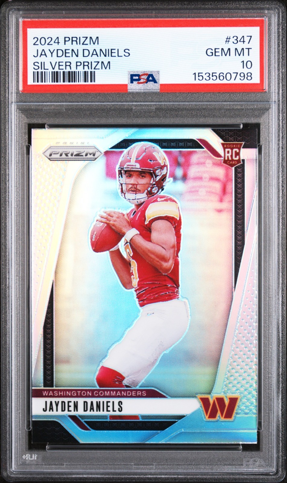 JAYDEN DANIELS 2024 PRIZM SILVER ROOKIE RC #347 PSA 10 GEM MINT! DC #153560798