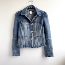 Vintage Marc Jacobs Jean Jacket US 6 Blue Puff Shoulder Fitted Denim Y2k 90s