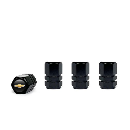 Set of 4 Universal For Chevrolet Chevy Black Wheel Stem Air Valve Caps - Picture 4 of 4