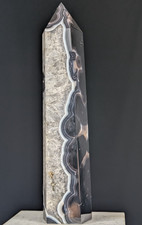 Black Banded Lace Agate Tower Point Quartz Crystal Large Big Tall Gemstone Reiki