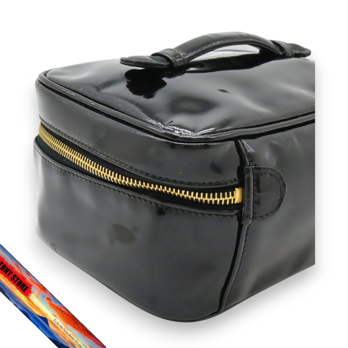 CHANEL Cocomark Enamel Vanity Bag Handbag Makeup Pouch Black thumbnail 4