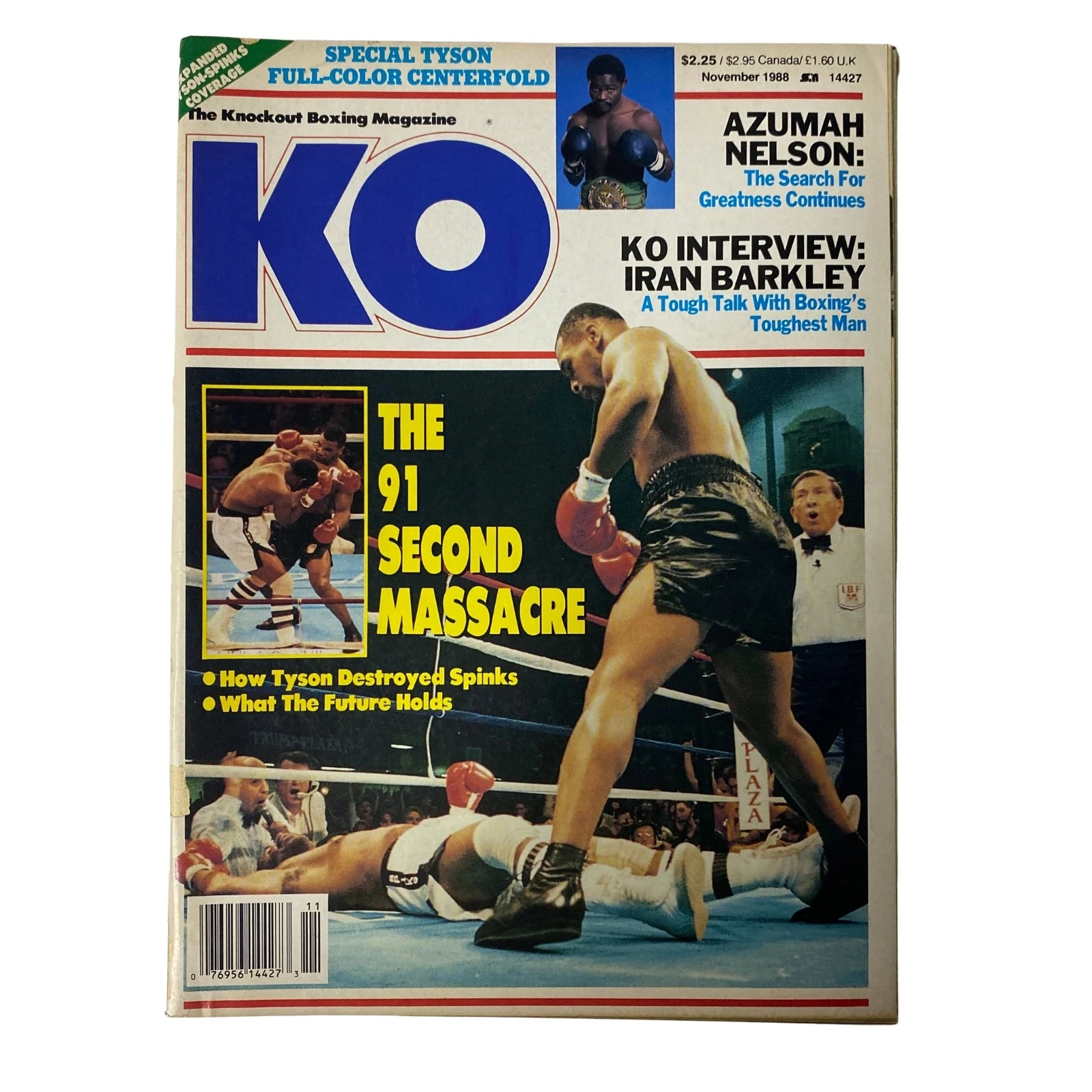 KO Boxing Magazine November 1988 Mike Tyson, Azumah Nelson Cover No Label - 画像1/2