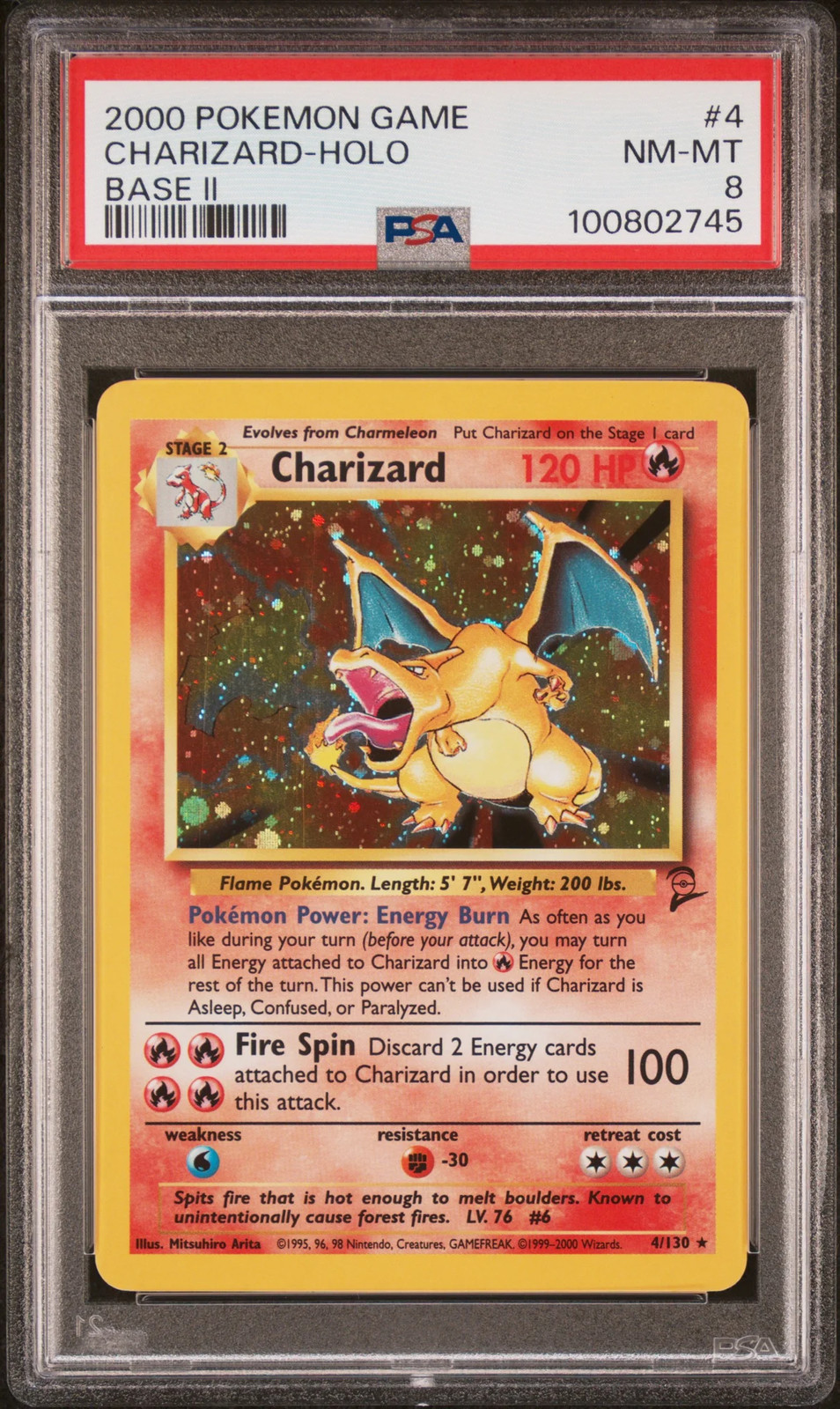 2000 Pokemon Game Base II Charizard Holo Base II PSA 8 #4 view 1