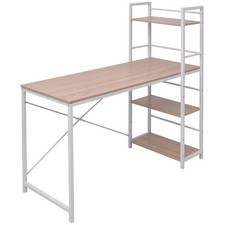 Desk with 4-Tier Bookcase Oak vidaXL