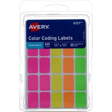 6 Pack Avery Removable Removable Color Coding Labels, 525 Ct