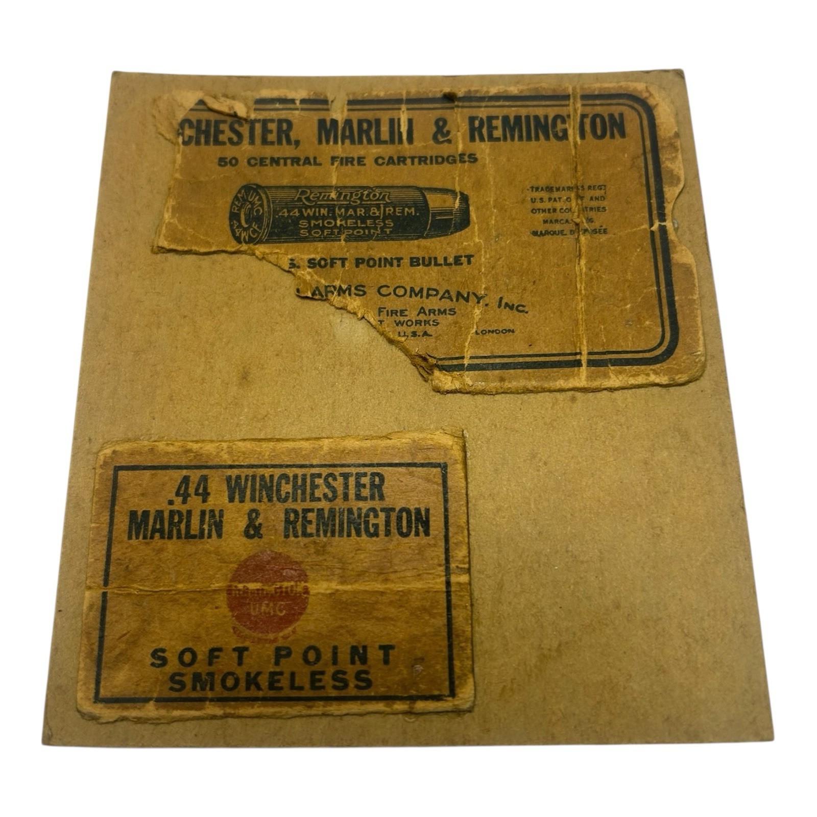 Antique .44 Winchester Marlin Remington Ammo Box Label Ephemera c.1900s