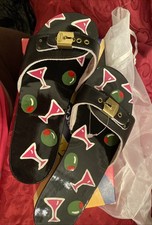 ORIGINAL DR SCHOLL  s Wooden Sandals HAND PAINTED MARTINI  OLIVE Size 10 Women