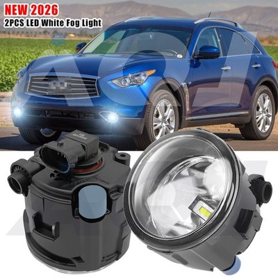 Pair Bumper LED Fogs Driving Lamps Bright White For INFINITI QX70 2014-2017