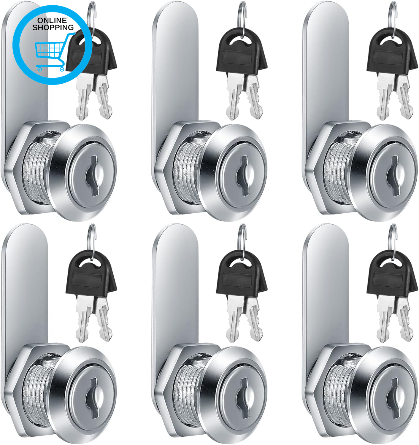 6-Piece Keyed Alike Cabinet Lock Set, 16Mm Furniture Lock for Letterbox, Mailbox