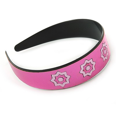 Breites rosa Leder Stil geometrisches Muster Flex Alice/Haarband/Stirnband -
