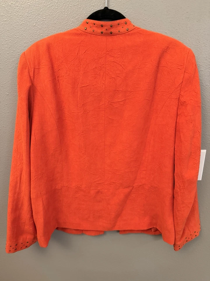 Alfred Dunner Coral Studded Open Front Jacket Women’s 16 Lined Soft Suede Look - Image 4 of 4