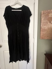 ASOS Black V-Neck Button-Down Midi Dress