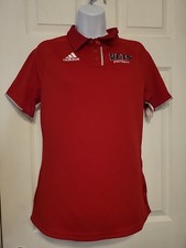 Adidas Vets Football Womens Medium Polo Jersey Top Red Shortsleeve 