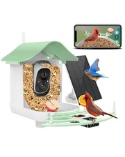 Smart Bird Feeder with Camera Solar Powered,AI Identify Species,2K HD Video A...
