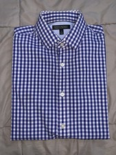 BANANA REPUBLIC - NON IRON TAILORED SLIM FIT SHIRT - SMALL - GINGHAM
