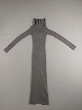 Princess Polly Women Sweater Dress 4 Gray Turtleneck Elegant Fitted Ribbed Knit