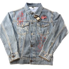Caitlin Clark WNBA Indiana Fever Jean Denim Jacket NWT. Fisll Medium. Patch Logo