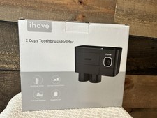 IHAVE 2 CUPS BLACK TOOTHBRUSH HOLDER NEW