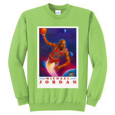 NEW Art Society MJ CARD BLAST OFF LIME Crew Sweater SMALL-4XLARGE MADE IN USA