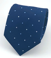 Paul Fredrick Tie 100 Silk Designer Navy Blue with White/Blue Dots 57 X 3.60