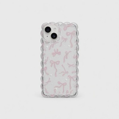 Ästhetische rosa Schleife gewellte Kanten transparente Hülle für iPhone - süß & schützend