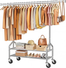 Clothes Rack with 2 Shelves, Heavy Duty Load 350 LBS, Chrome