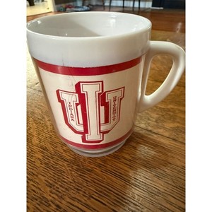 Vintage Indiana University IU Hoosiers White Red Insulated Thermo Mug Cup