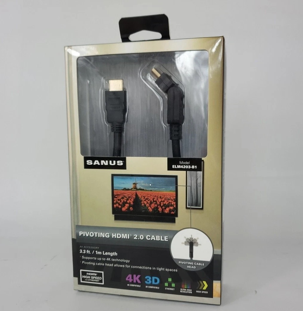 SANUS ELM4203-B1 3.3ft swivel HDMI cable for flexible connectivity