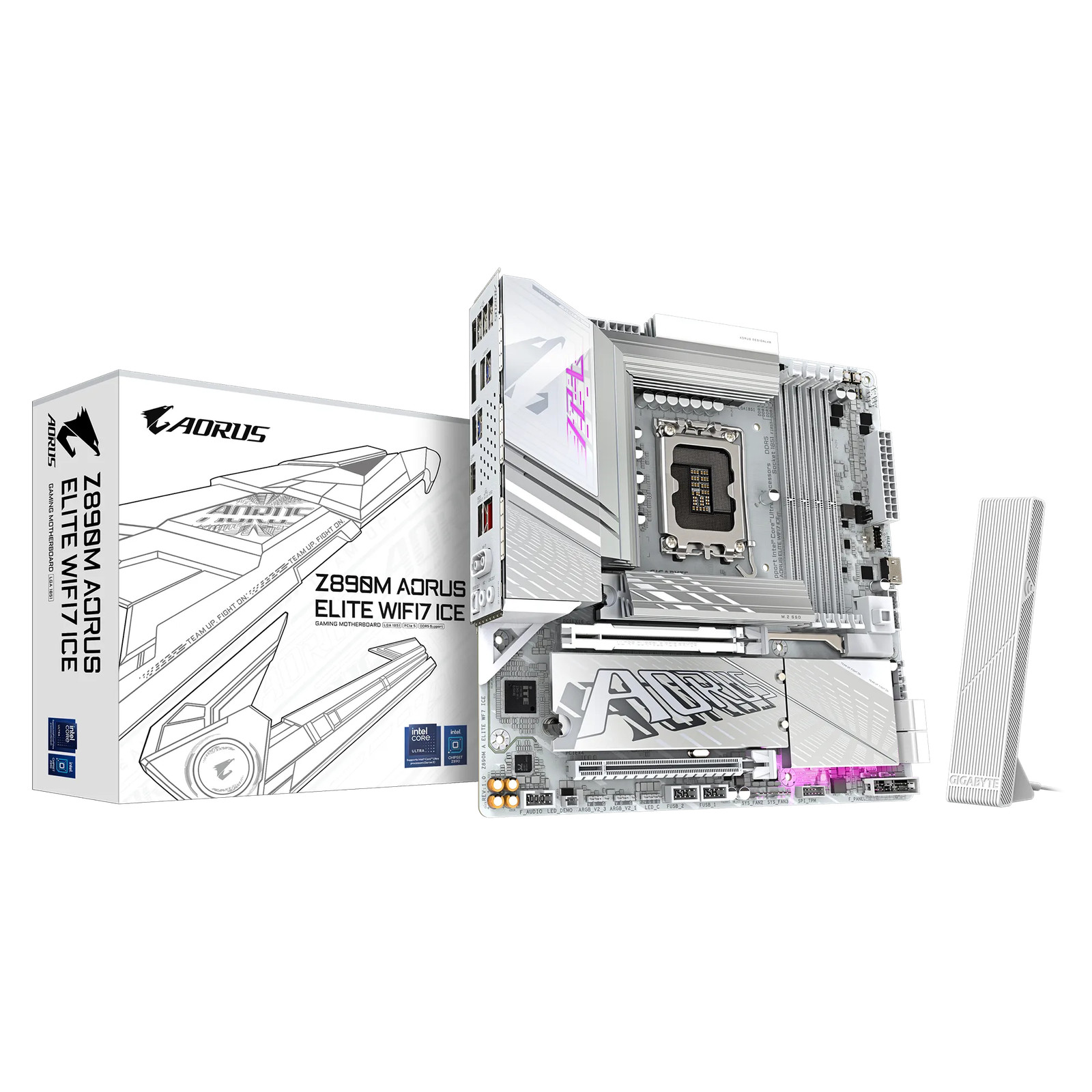 Non Communiqué Aorus Z890m Elite Wifi7 Ice - Carte-Mère - Micro Atx - Socket Lga1851 - Z890 Chipset - Usb4, Usb-C 3.2 Gen2, Usb 3.2 Gen 2, Usb 3.2 Gen 1 - 2.5 Gigabit Lan, Wi-Fi 7, Bluetooth - Carte Graphique Embarquée (Unité Centrale Requise) - Audio Hd - Image 2