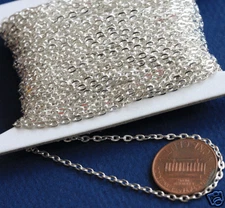 45 ft spool Silver Plated Flat Cable Chain 2x3mm