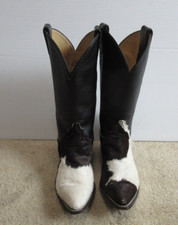 Vintage Justin Women's Calf Hair On Cow Hide Pony Roper Boots Size 8 1/2 B
