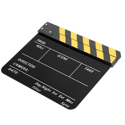 Clap De Cinéma Acrylique 30x25 Cm - Réalisateur Clap Personnalisable - Accessoire Photo Vidéo Film Coloré