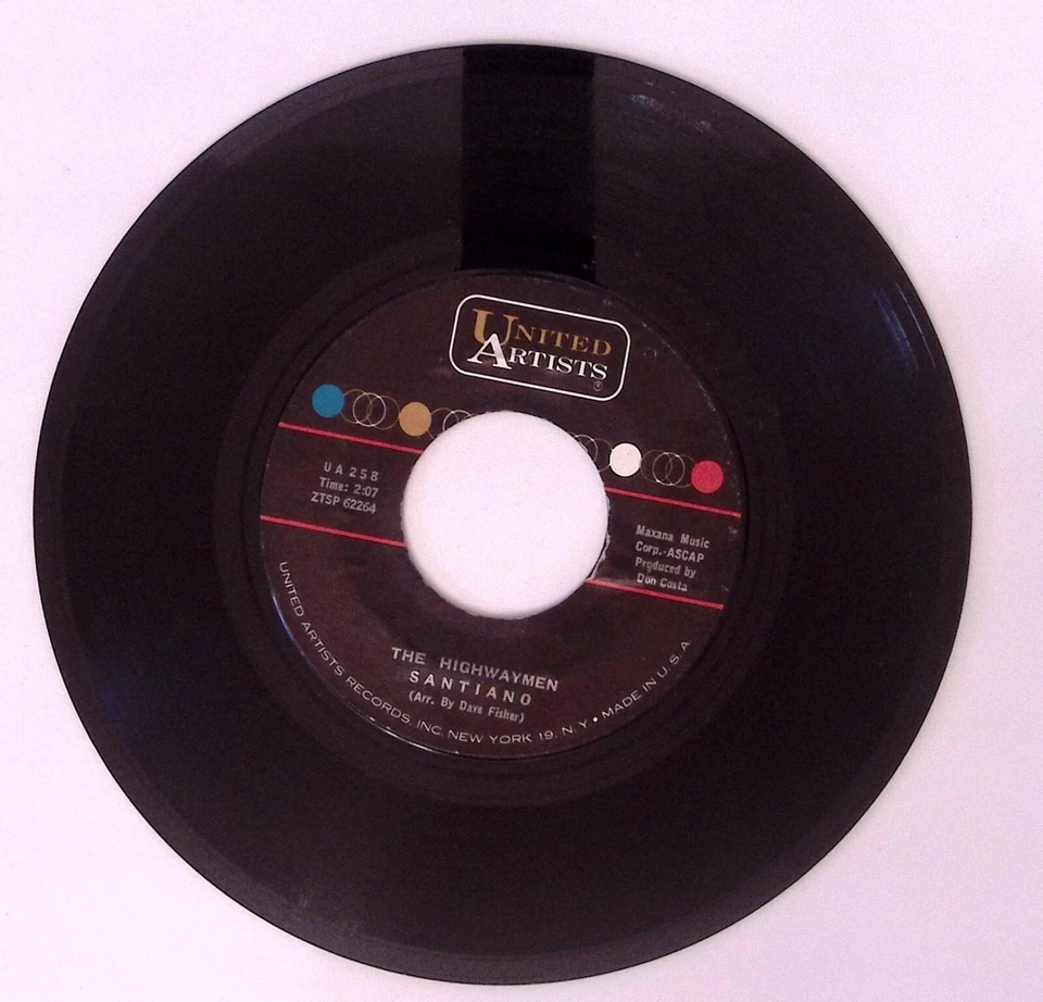 THE HIGHWAYMEN MICHAEL/SANTIANO UNITED ARTISTS RECORDS VINYL 45 68-35 Foto 2 de 3