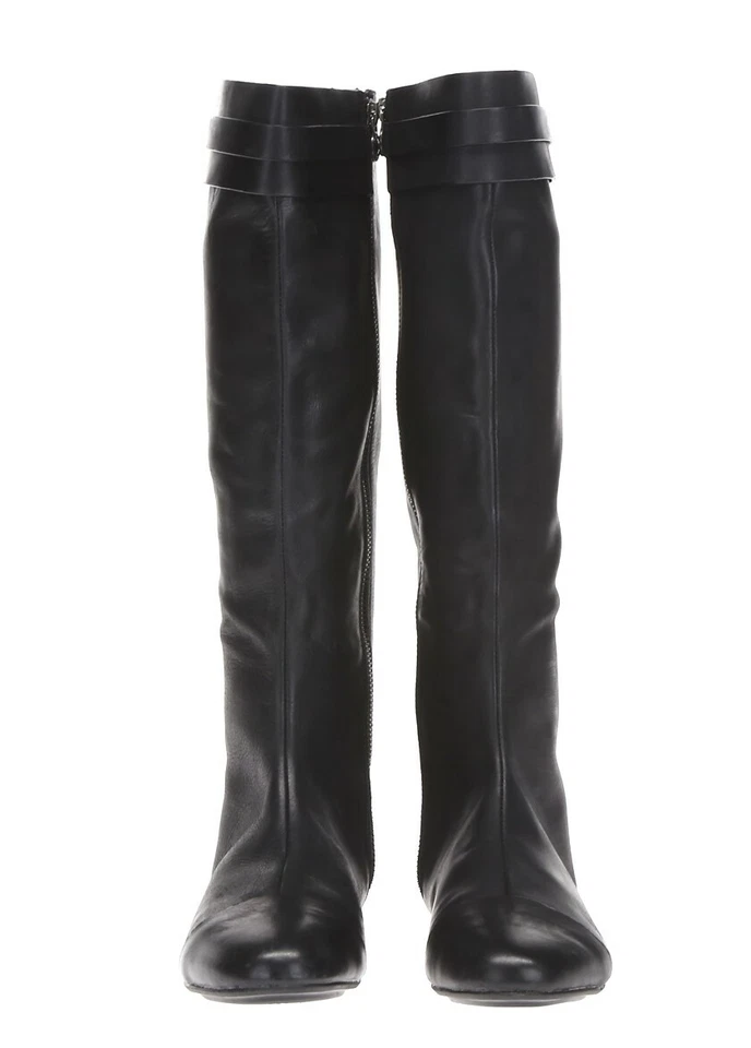 Botas hasta la rodilla MAX STUDIO para mujer 'drapeado' de cuero negro talla 8,5 Foto 3 de 4