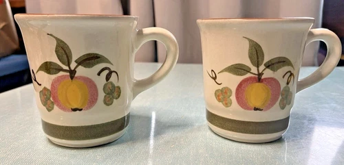 Stangl Apple Delight Mugs (2) Hand Painted EUC