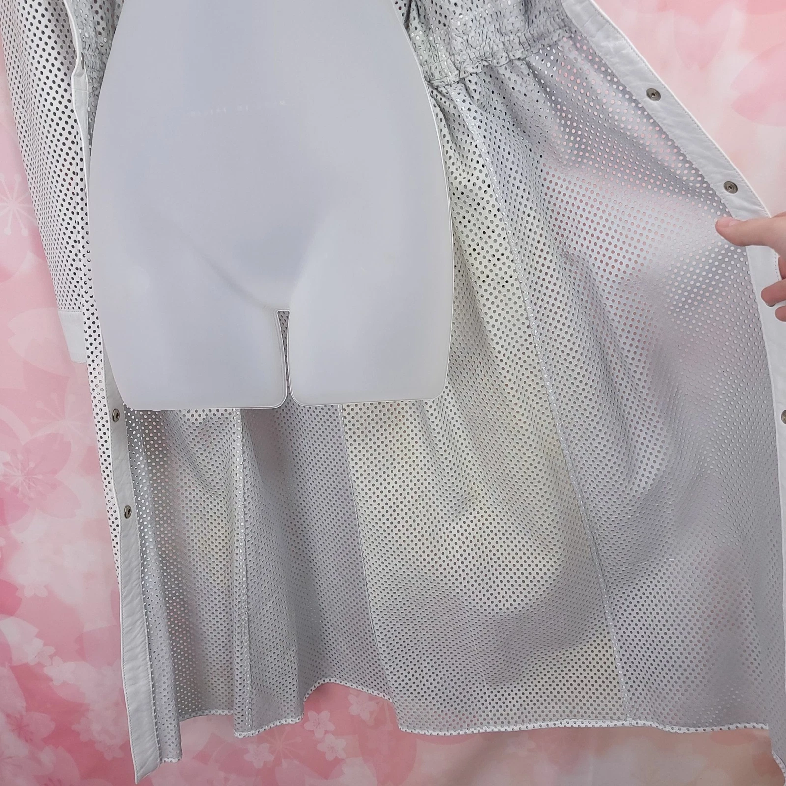 Abito da passerella CELINE '00 Michael Kors in pelle forata con bottoni bianco RARO