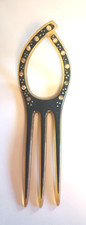 Vintage Art Deco Style Hair Comb Celluloid and Rhinestone Curve 3 Pick